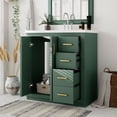 thumbnail image 2 of 30 Inch Bathroom Vanity with Ceramic Sink Solid Wood Storage Cabinet 3 Drawers Soft Closing Doors Green, 2 of 14