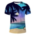 thumbnail image 3 of JAJAHO Mens Short Sleeve T-Shirts Crew Neck Casual Graphic Shirt Summer Beach Coconut Tree Sunset Printed Hawaiian Tees Leisure Tops, 3 of 4