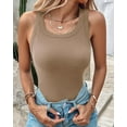 thumbnail image 3 of nikauto Women Built-in Bra Tank Tops Sleeveless Casual Shirts Racerback Ribbed Fitted Tank Tops, 3 of 12