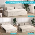 thumbnail image 5 of MUZZ Queen Size Pull Out Sofa Bed, 3-in-1 Convertible Loveseat Sleeper Sofa with 2 Pillows and Foldable Mattress for Living Room, Beige, 5 of 5