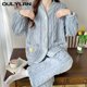 thumbnail image 2 of Conjunto de pijamas de lana de Coral grueso para mujer, ropa de dormir de terciopelo de invierno, traje de Casa esponjoso, ropa de noche cálida coreana, nuevo, 2 piezas, 2 of 5