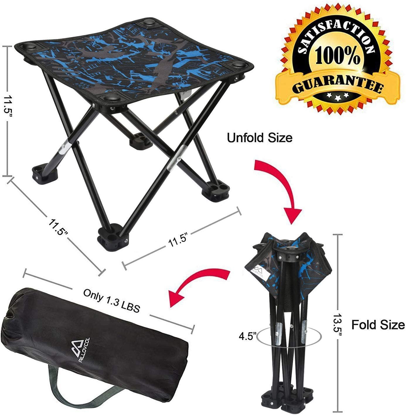 Gelma Mini Folding Camp Stool Portable Camping Chair Lightweight Ultralight Outdoor Folding Step Stool 