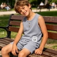 thumbnail image 6 of Qingpeng Kids Casual Outfit Sleeveless Crew Neck Knit Tank Top And Shorts Relaxed Fit Summer Matching Outfit Set For Kids, 6 of 8