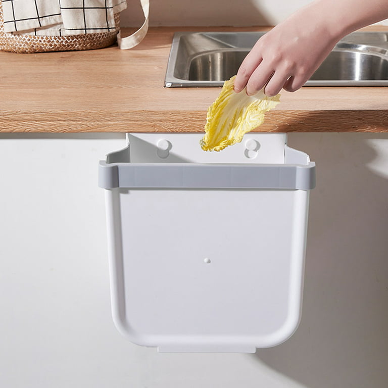  Hanging Kitchen Trash Can,Foldable Waste Bin for Kitchen,Hanging  Folding Trash Can for Kitchen Cabinet Door,Collapsible Hang Small Plastic Garbage  Can for Cabinet/Car/Bedroom/Bathroom 2.4 Gallon : Home & Kitchen