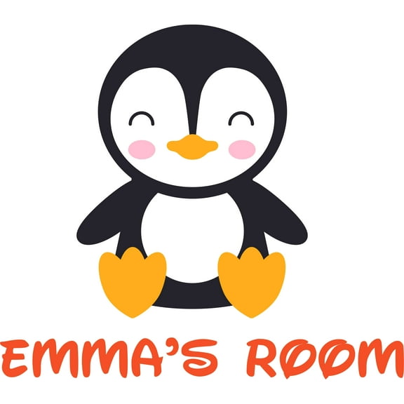 Cute Penguin Penguins Customized Wall Decal - Custom Vinyl Wall Art - Personalized Name - Baby Girls Boys Kids Nursery Daycare Bedroom Wall Decal Room Decor Wall Stickers Decoration Size (20x20 inch)