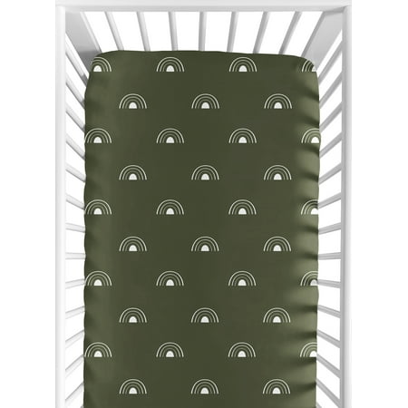 UPC: 0846480089766 | Boho Rainbow Green and White Fitted Crib Sheet by Sweet Jojo Designs