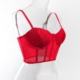 thumbnail image 5 of Women's Rhinestone Corset Top Sexy Mesh Bustier, Underwire Push Up Boned Crop Tank, Sheer Sequin Party Clubwear, Adjustable Strap Camisole, 5 of 7