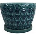 thumbnail image 1 of Southern Patio 12 Inch Ceramic Clay Mayer Flower Planter & Saucer Tray, Seafoam, 1 of 6