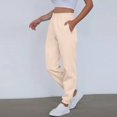 thumbnail image 5 of Women's High Waisted Loose Sportswear Pants with Pockets - Jogging Pants for Fashionable Casual Wear and Holiday Seasons,Khaki,M, 5 of 8