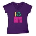 thumbnail image 5 of I Recycle Boys Puff Print Women's V-Neck T-shirt Funny Dating App Humor Single Independent Heart Breaker Relationship Tee, 5 of 7