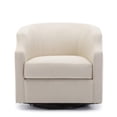 thumbnail image 6 of Infinity White Linen Fabric Upholstered Modern Swivel and Rocker Barrel Chair, 6 of 8
