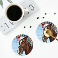 thumbnail image 4 of Naloa Christmas Horse Leather Coasters for Drinks, Durable Drink Coasters 4 Set for Tabletop Protection, Luxurious Home Décor and Housewarming Gift ( {designName})Round Shape, 4 of 6