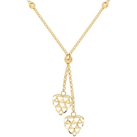 Simply Gold 10kt Yellow Gold Heart Drop Y-Style Necklace, 17