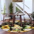 thumbnail image 3 of Round Rugs 8 Ft, Spring Gnomes Non Slip Area Rugs for Kitchen Bedroom Entryway, Farmhouse Botanical Sunflowers Wooden Grain Washable Carpet Runner Rug Floor Mats for Bedroom Home Decor, 3 of 8
