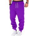 thumbnail image 2 of YDKZYMD Cargo Sweatpants for Men Jogger Fleece Cinch Bottom with Pocket Workout Drawstring Joggers Pants Athletic Hiking Sweatpants Winter Warm Heavyweight Baggy Pants Purple 4XL, 2 of 6