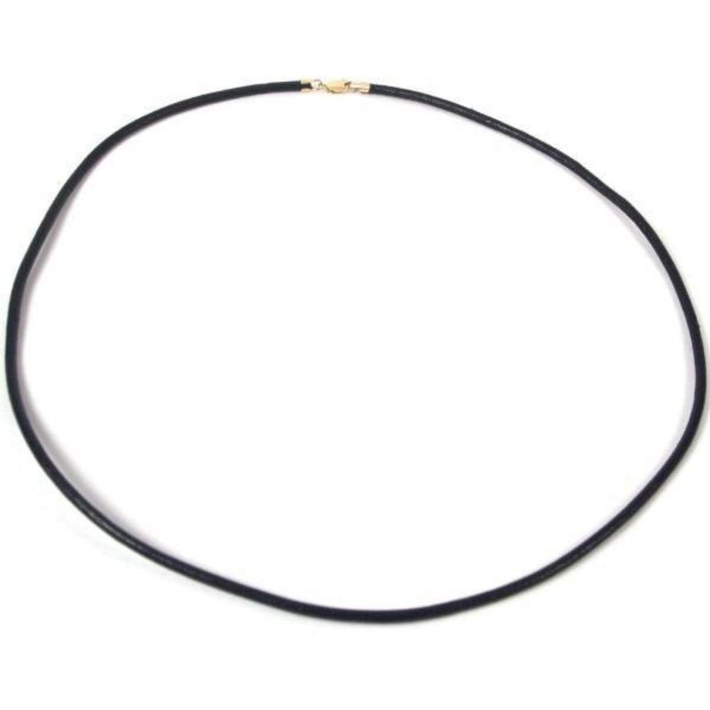 Black Leather Cord Necklace Jewelry 14K Gold Clasp 16" 2 Pcs