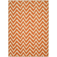 Mainstays Distressed Zig Zag Orange/White 7'6"x9'6" Indoor Area Rug
