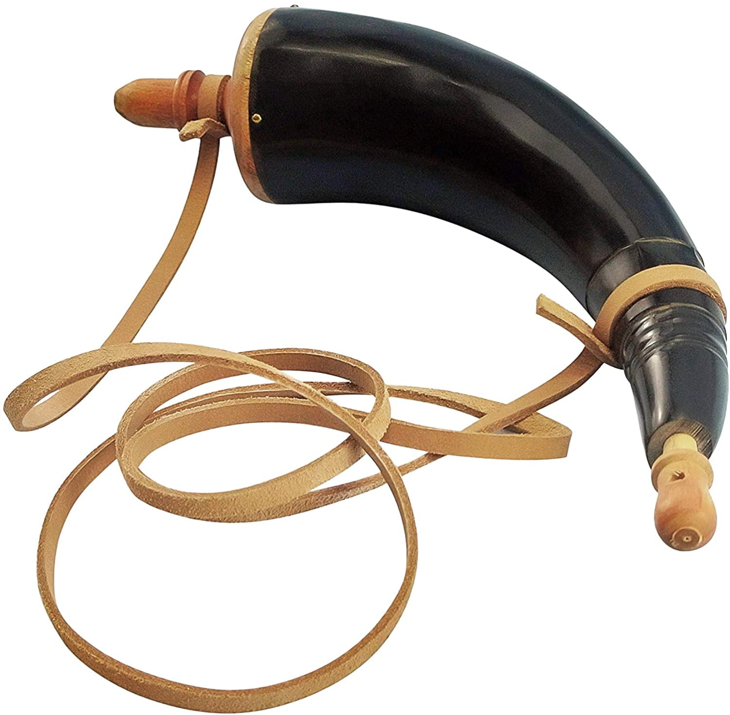 Mythrojan Hand Carved Powder Horn Black Powder Horn for Rifles Civil War Reenactment Accessories