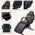 thumbnail image 4 of Massage Salon Tattoo Chair  with Two Trays, Esthetician Bed with Hydraulic Stool, Multi-Purpose 3-Section Facial Bed Table, Adjustable Beauty Barber Spa Beauty Equipment, Black, 4 of 9