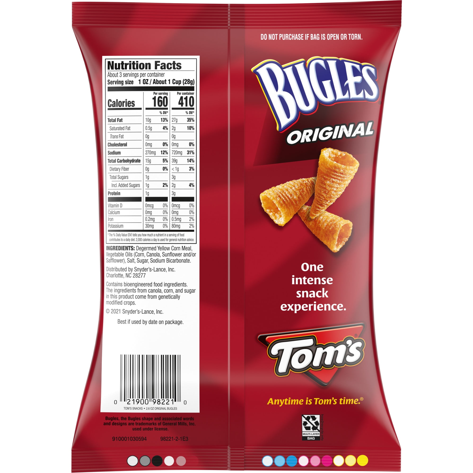 Tom's Bugles, Original Flavor, 2.6 oz Bag
