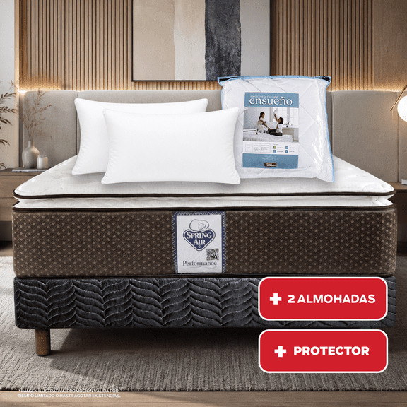 Colchón Spring Air Individual Super Value + 2 Almohadas Sc + Protector Ensueño