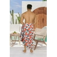 thumbnail image 2 of LA LEELA Men's Swim Trunk Beachwear Sarong Pareo Wrap One Size Navy, Floral Summer Vacation Party, 2 of 5