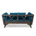 thumbnail image 6 of Wooden Daybed Sofa, Multifunctional Acacia Wood Outdoor Patio Sofa with Extendable Chaise Lounge, All Weather Outdoor Conversation with Thick Cushions for Balcony, Backyard, Poolside, Teal, 6 of 8