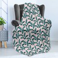 thumbnail image 4 of Tropical Soft Flannel Fleece Throw Blanket, Watercolor Style Composition of Exotic Vegetation Banana Leaves Pattern, Cozy Plush for Indoor and Outdoor Use, 50" x 70", Pale Pink and Teal, by Ambesonne, 4 of 5
