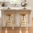 thumbnail image 2 of Linon Farhart Backless Bar Stool with Adjustable Height & Swivel, Gold, 2 of 12