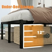 Twin Bed Frames 14 Inch Twin Platform Bed Frame with Large Storage Space,Black Bed Frame Twin Size Heavy Duty Metal Mattress Foundation,Corner Bed