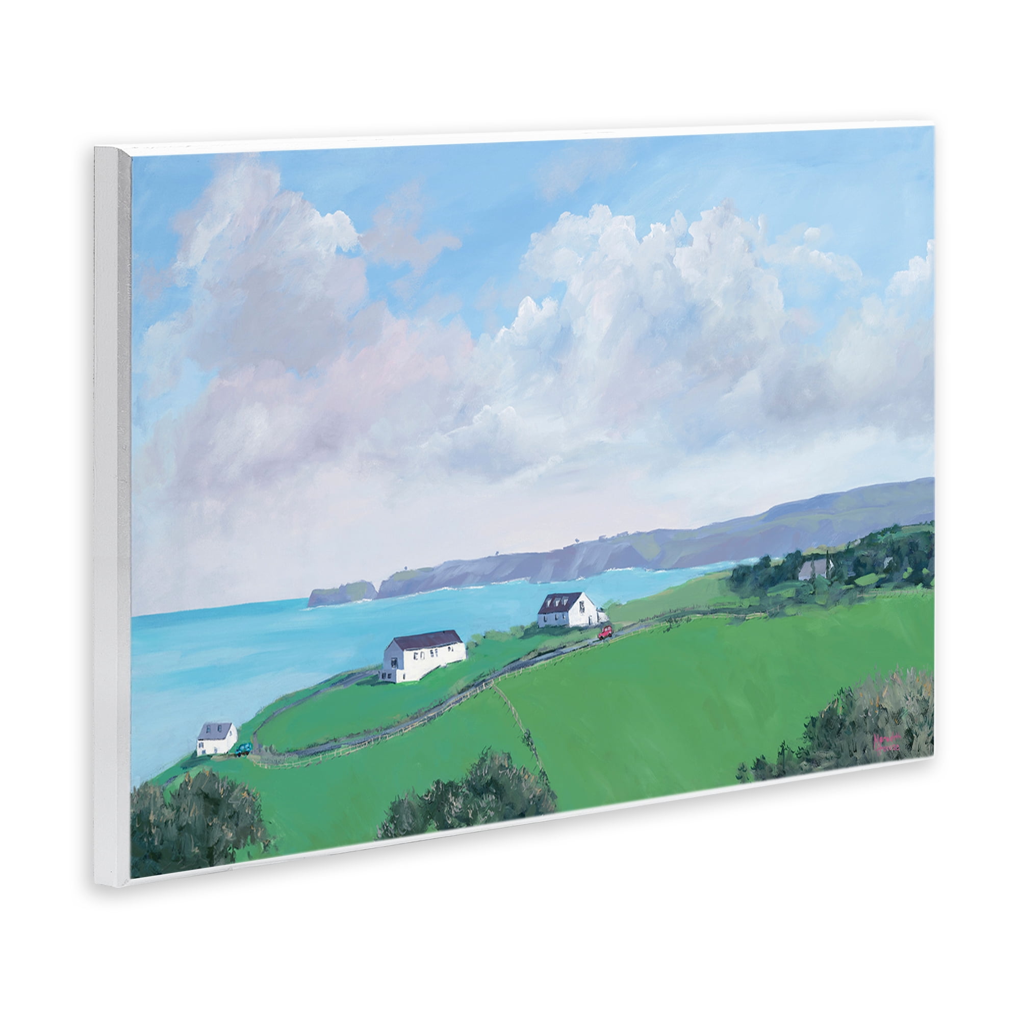 Stupell Industries Coastal Farm Houses Landscape Painting Unframed Art Print Wall Art, 15 x 10