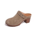 thumbnail image 6 of Ounisa Women Suede Like Clog Mules Closed Round Toe Wooden Look Block Heel Slip On Backless Mules Buckle Strap Casual Footwear Spring Summer, 6 of 7