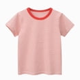 thumbnail image 2 of Xudanell Toddler Boy Summer Clothes contrast collar Crewneck Short Sleeve T Shirts For Boys Children Red 3-4 Years, 2 of 3