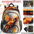 thumbnail image 2 of Herdesigns Phoenix Bird Large Backpack Set with Lunch Box Lightweight Water Resistant Travel Laptop Backpacks Casual Daypacks for Women Men, 2 of 8