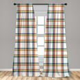 thumbnail image 4 of Ambesonne Buffalo Plaid Curtains, Rainbow Lines Squares, Pair of 28"x84", Dark Coral and Jade Green, 4 of 4