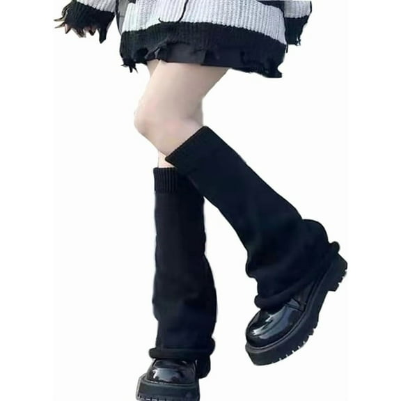 PIKADINGNIS Women Leg Warmers Gyaru Gothic Boots Cuff Warme Knitted Punk Knee High Stockings Thermal Legwarmers
