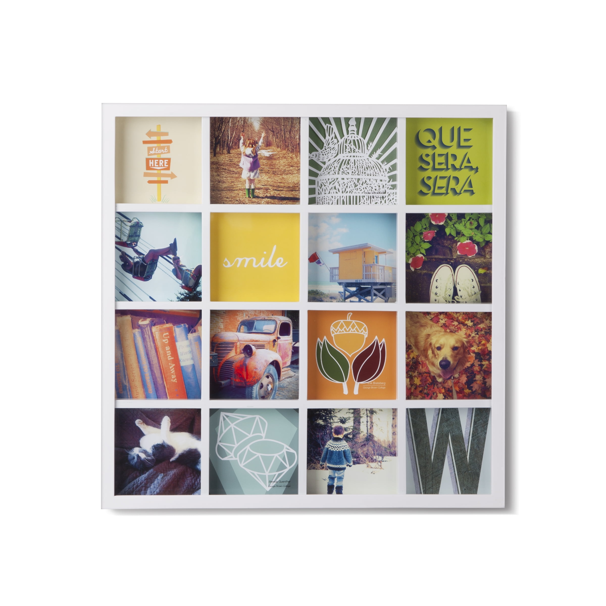 Umbra Gridart Collage Picture Frame, holds 16 Square 4x4” Photos or