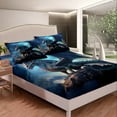 thumbnail image 4 of YST Magic Dragon Bed Set Magical Dinosaur Bed Sheets Set Toddler Bed, 3D Pterosaur Sheet Set Twin Blue Galaxy Sheets, Starry Sky Top Sheet for All Seasons 3pcs, 4 of 5