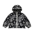 thumbnail image 5 of Girls Floral Embroidery Lightweight Hooded Sun Protection Jacket, Full Zip Long Sleeve Casual Thin Windbreaker for Kids Autumn Daily Outdoor Wear(Navy,2-3 Years), 5 of 5