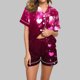thumbnail image 1 of Puntoco Pijamas para mujer, pijamas casuales de mujer, cuello vuelto, blusa lisa de manga corta, pantalones cortos de moda, traje de pijama, 1 of 5
