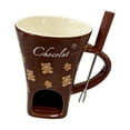 thumbnail image 2 of Taza de fondue de chocolate para cocina con tenedor, utensilios de cocina, dulces, olla caliente, queso, cerámica 130 Marrón, 2 of 9