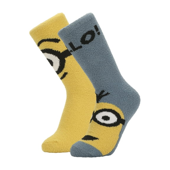Minions Stuart and Bello Kevin Womens Chenille Cozy Crew Socks