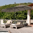 thumbnail image 1 of Costway 15FT Double-Sided Twin Patio Umbrella Sun Shade Outdoor Crank Market Base Coffee, 1 of 9
