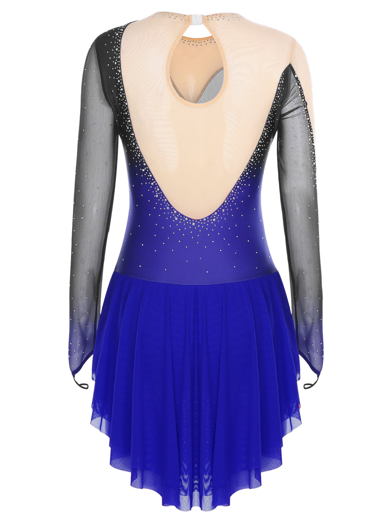 iiniim Womens Glittery Figure Skating Gradient Dress Gymnastics Active Costume Royal Blue XL
