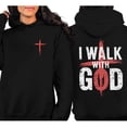 thumbnail image 2 of I Walk With God Double Sided Christian Hoodie – Bold Cross Graphic Faith Pullover, Inspirational Religious Streetwear for Men and Women, 2 of 7