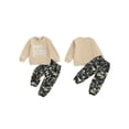 thumbnail image 2 of Loicainy Toddler Kids Boy Camouflage Outfit 12 18 24 Months 2T 3T 4T 5T 6T Letter Print Long Sleeve Sweatshirt Cargo Pants 2 Piece Clothes Set, 2 of 9