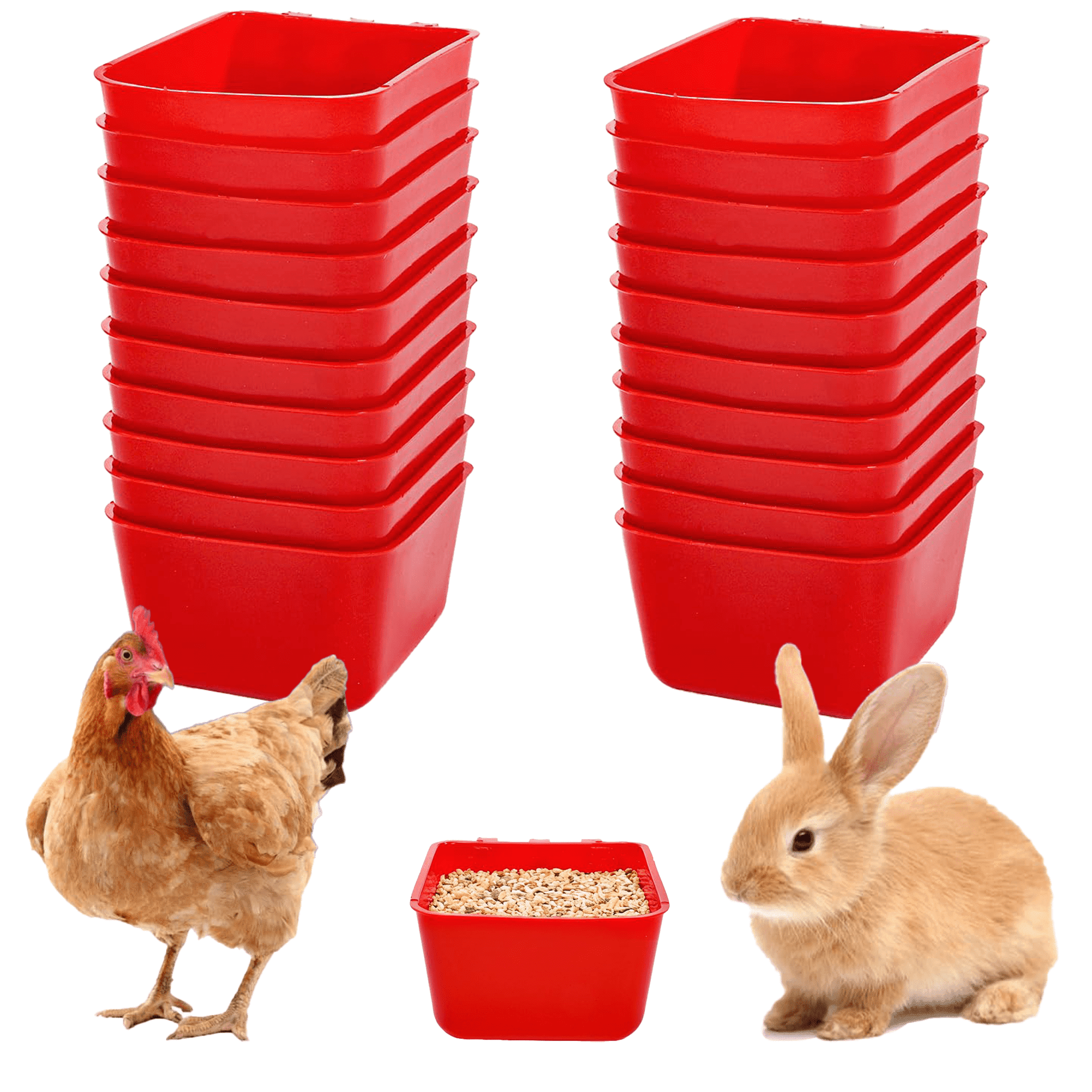 20 Pcs Chicken Water Feeder Cups 16 oz Pigeon Bird Feeder Cups Hanging Cage Chicken Water Cup for Pet Parrot Rooster Parakeet Bunny Gamefowl Poultry Wire Hutch(Red)