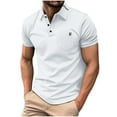 thumbnail image 2 of Camisas Elvqul Hombre Gym Blanco Casuales Manga Corta de Color Sólido con Solapa, 2 of 6