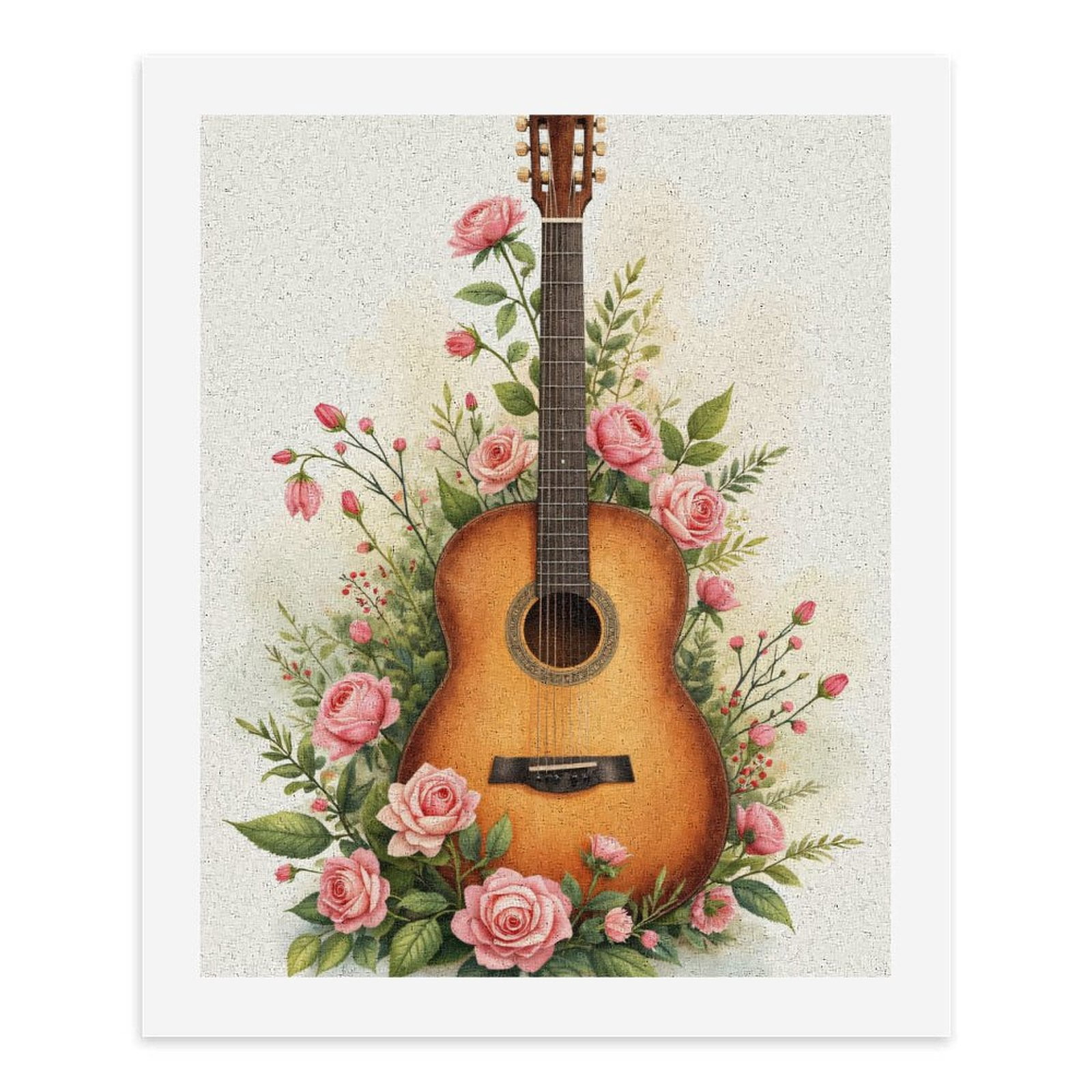 Paint By Numbers Kit for Adults Beginner - Guitar Floral Arrangement Art DIY Canvas Painting Kits for Adults, Frameless Paint By Number for Adults for Home Wall Decor 16x20 Inch