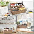 thumbnail image 3 of Woven Storage Basket Natural Seagrass Vertical Wicker Storage Baskets with 4 Compartments Desk Organizers and Storage Magazine File Holder Home Office Supplies Sorter Rack, Coffee, 3 of 14